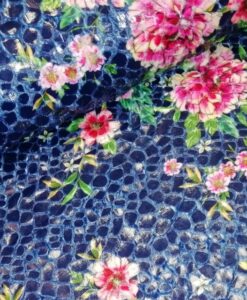 kraanvogel bloemen blauw multi gecoat bont