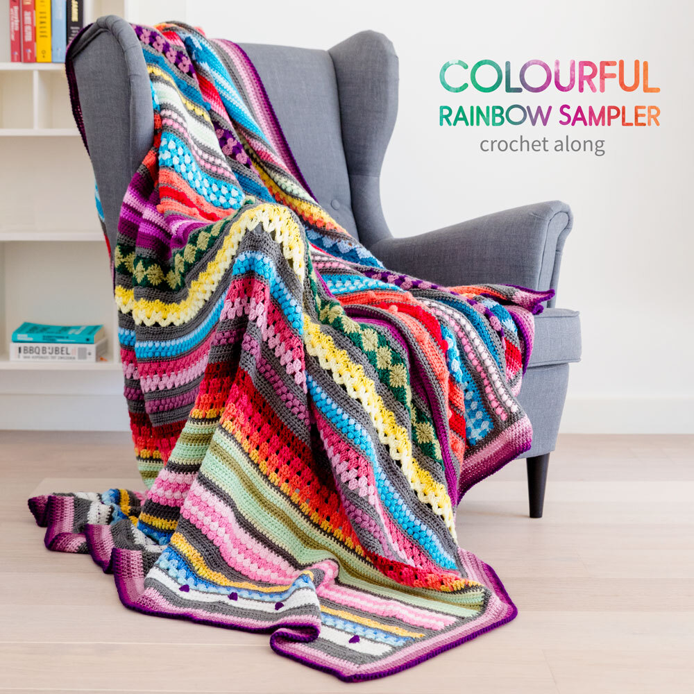colourfulrainbow sampler blanket CAL