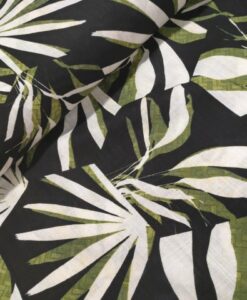 palmbladeren goern ecru marine linnenlook
