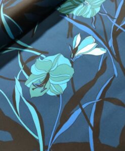 Bloemen bauw aqua stretchkatoen polytex Flowers