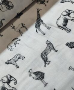 safari dieren wit zwart mousseline