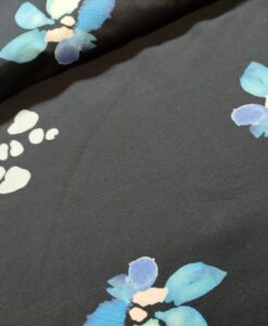 steno bloemen aqua donkerblauw digitale katoenen tricot