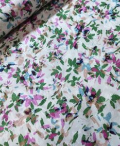 ecovero viscose bloemen roze groen flower print