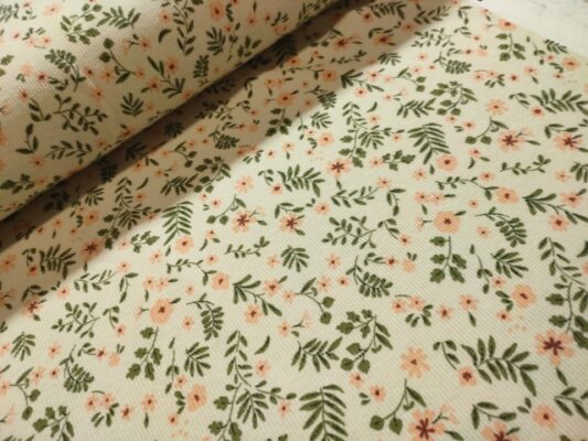 poppy flowers ecru ribtricot